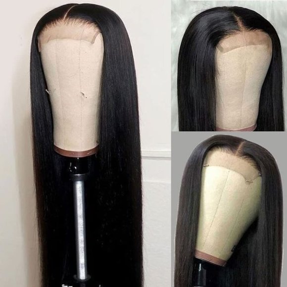Black Long Straight Lace Front Wigs - Picture 1 of 3